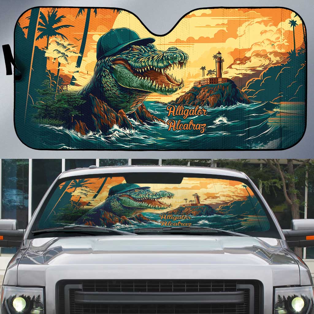 Everglades Alligator Alcatraz Vintage Auto Sun Shade - Wonder Print Shop