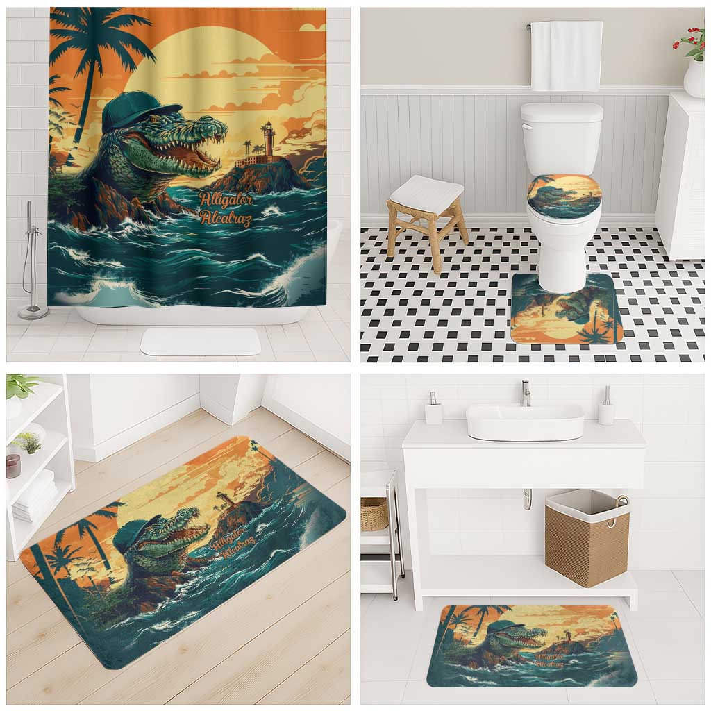 Everglades Alligator Alcatraz Vintage Bathroom Set - Wonder Print Shop