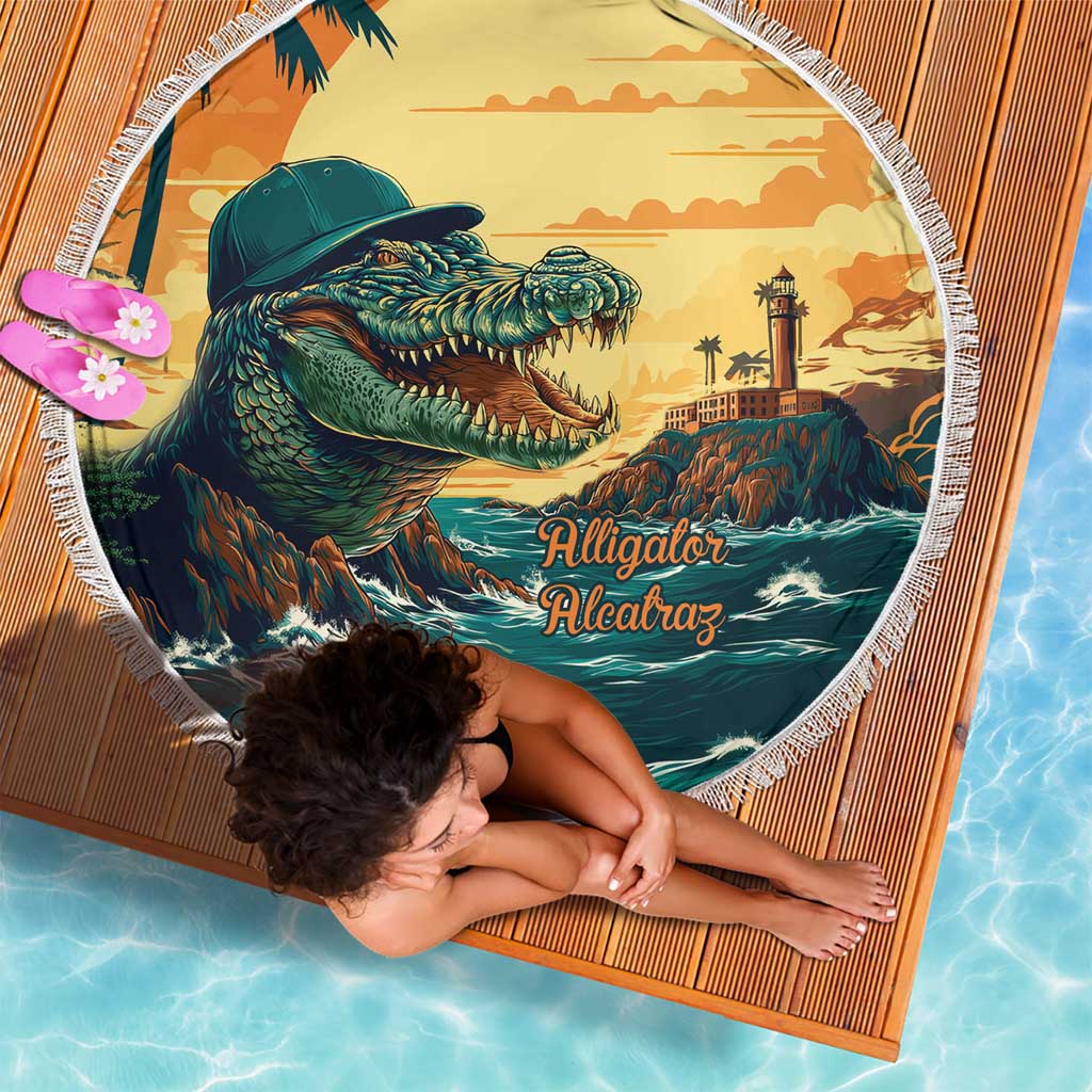 Everglades Alligator Alcatraz Vintage Beach Blanket - Wonder Print Shop