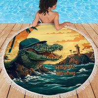 Everglades Alligator Alcatraz Vintage Beach Blanket - Wonder Print Shop