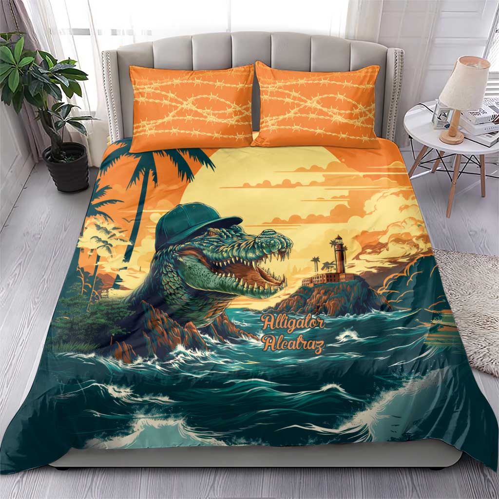 Everglades Alligator Alcatraz Vintage Bedding Set - Wonder Print Shop