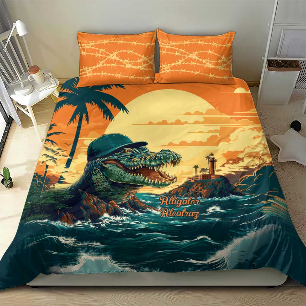Everglades Alligator Alcatraz Vintage Bedding Set - Wonder Print Shop