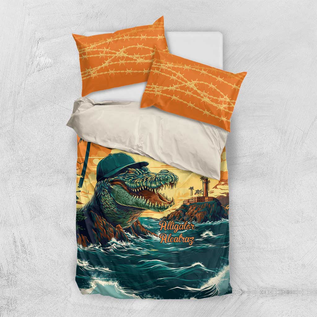 Everglades Alligator Alcatraz Vintage Bedding Set - Wonder Print Shop