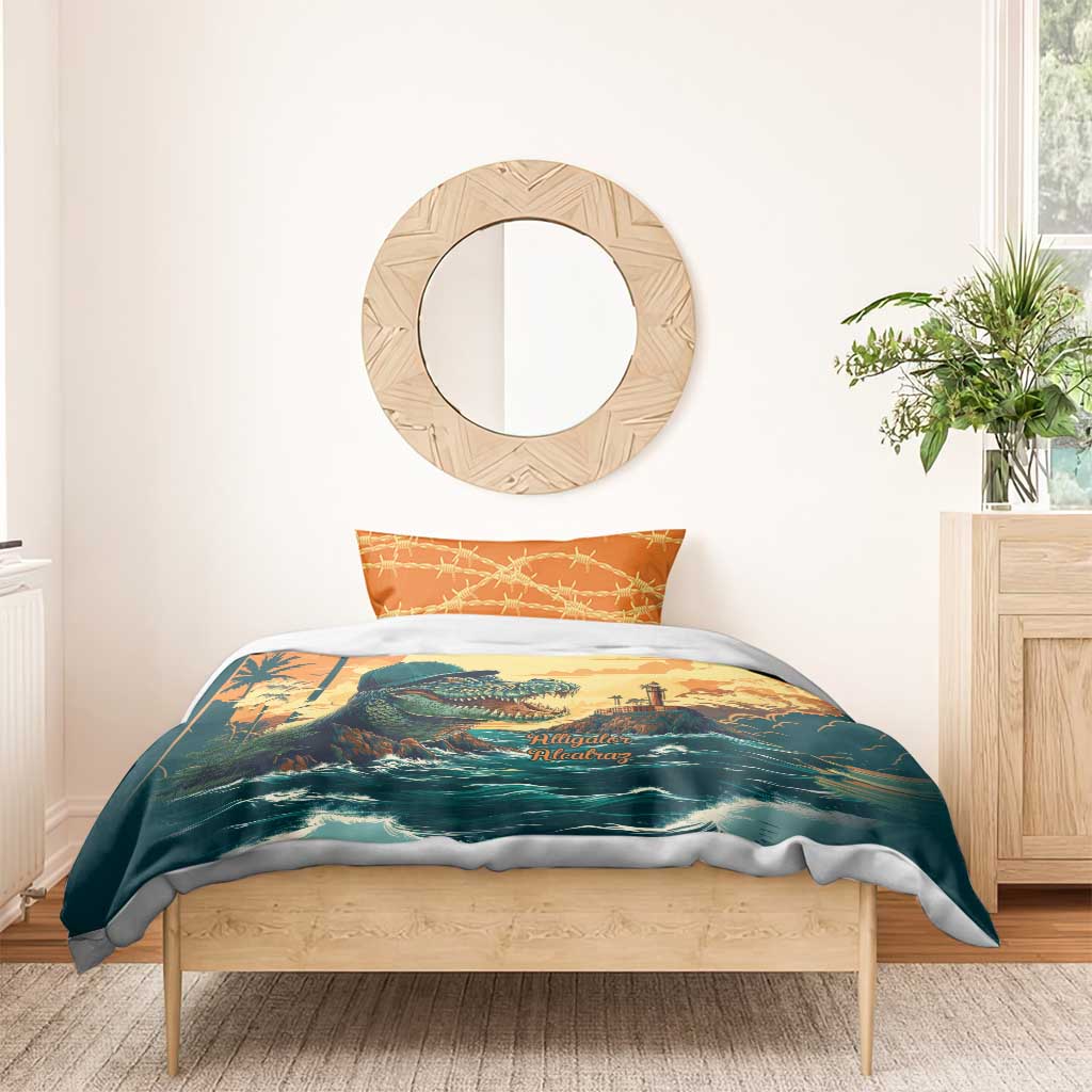 Everglades Alligator Alcatraz Vintage Bedding Set - Wonder Print Shop