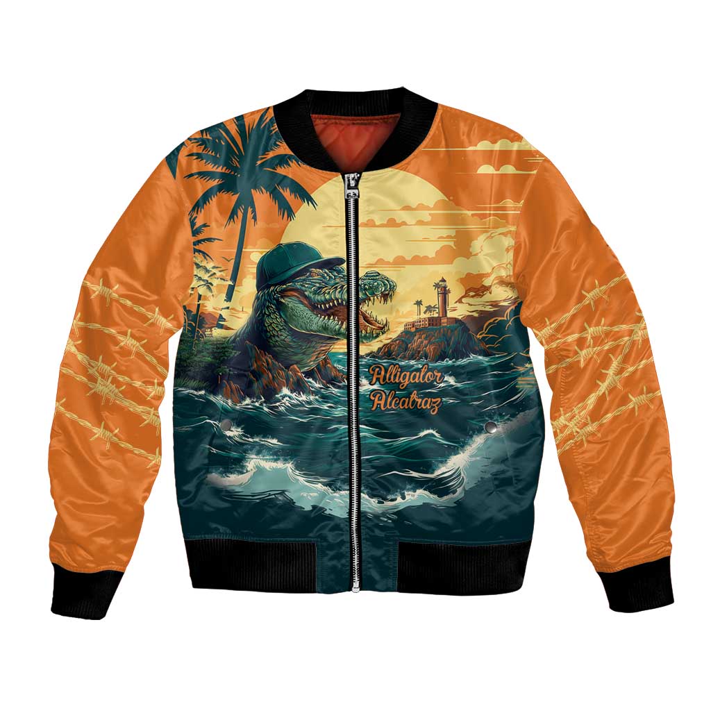 Everglades Alligator Alcatraz Vintage Bomber Jacket - Wonder Print Shop