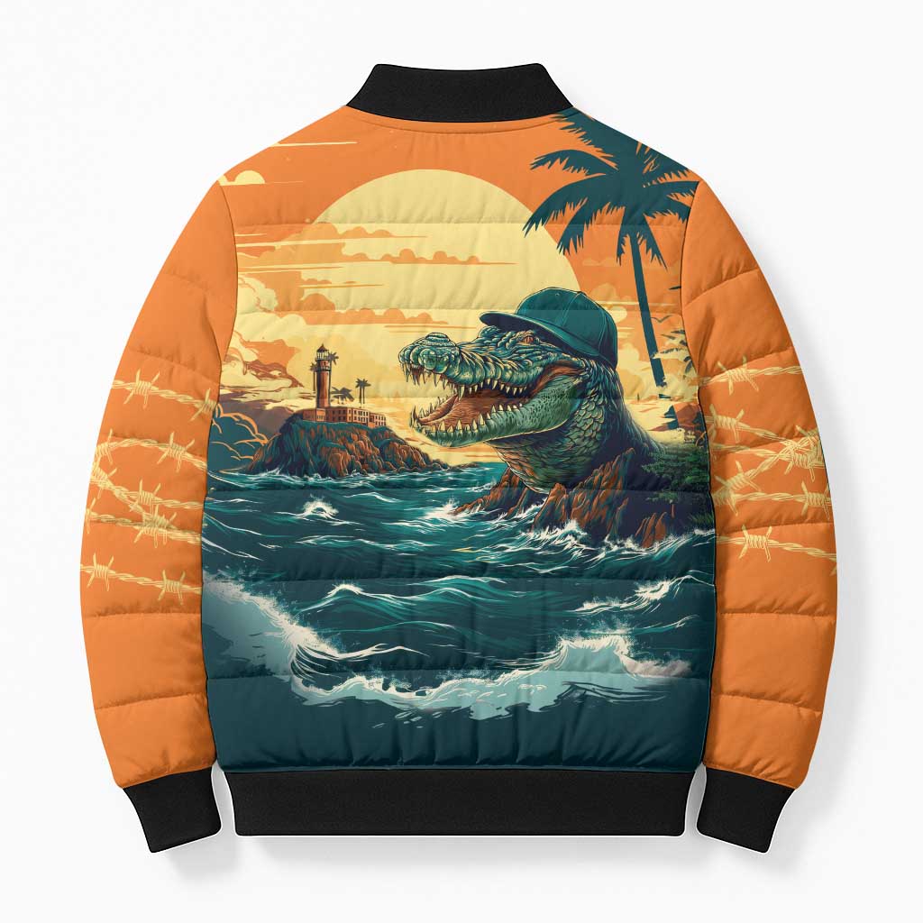 Everglades Alligator Alcatraz Vintage Bomber Puffer Jacket - Wonder Print Shop