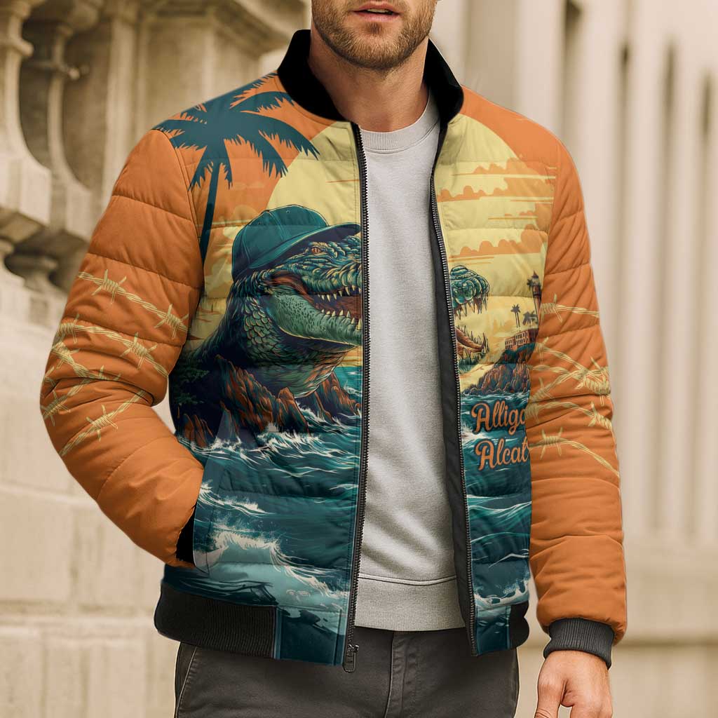 Everglades Alligator Alcatraz Vintage Bomber Puffer Jacket - Wonder Print Shop