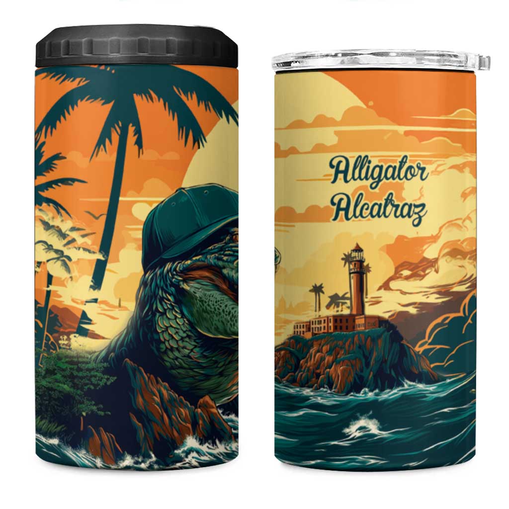 Everglades Alligator Alcatraz Vintage 4 in 1 Can Cooler Tumbler - Wonder Print Shop