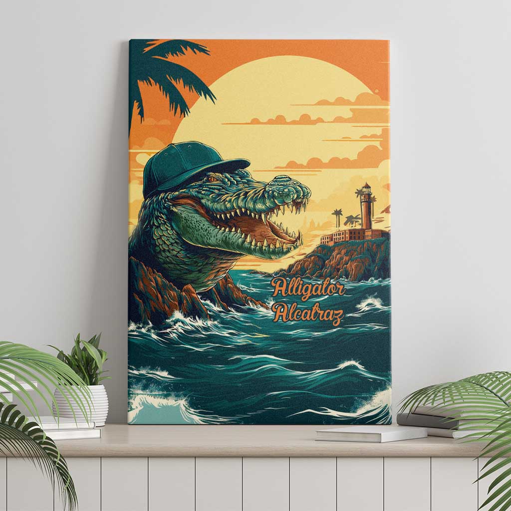 Everglades Alligator Alcatraz Vintage Canvas Wall Art - Wonder Print Shop