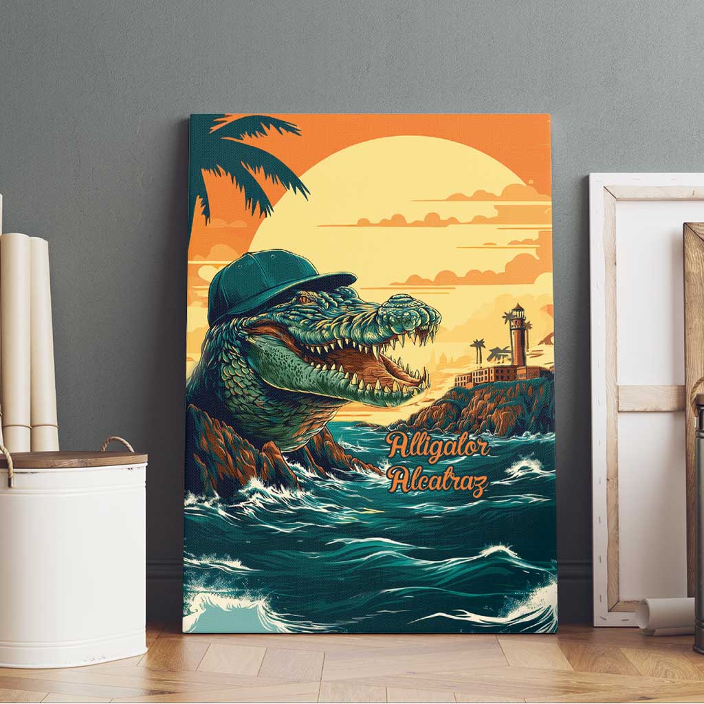Everglades Alligator Alcatraz Vintage Canvas Wall Art - Wonder Print Shop