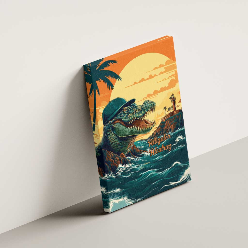 Everglades Alligator Alcatraz Vintage Canvas Wall Art - Wonder Print Shop