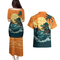 Everglades Alligator Alcatraz Vintage Couples Matching Puletasi and Hawaiian Shirt - Wonder Print Shop
