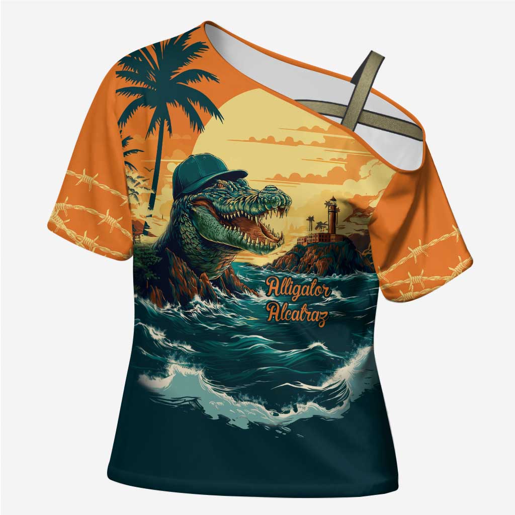 Everglades Alligator Alcatraz Vintage Cross Shoulder Shirt - Wonder Print Shop