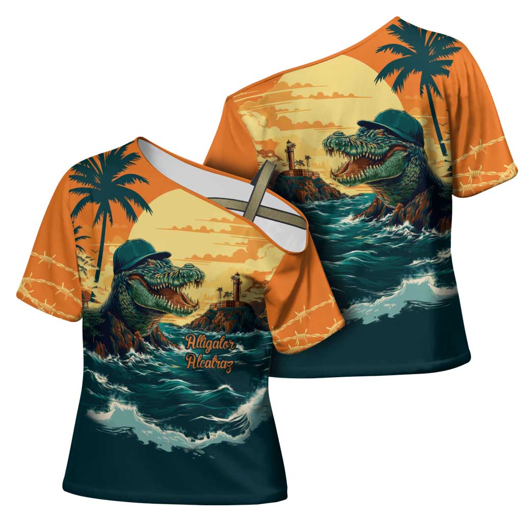 Everglades Alligator Alcatraz Vintage Cross Shoulder Shirt - Wonder Print Shop