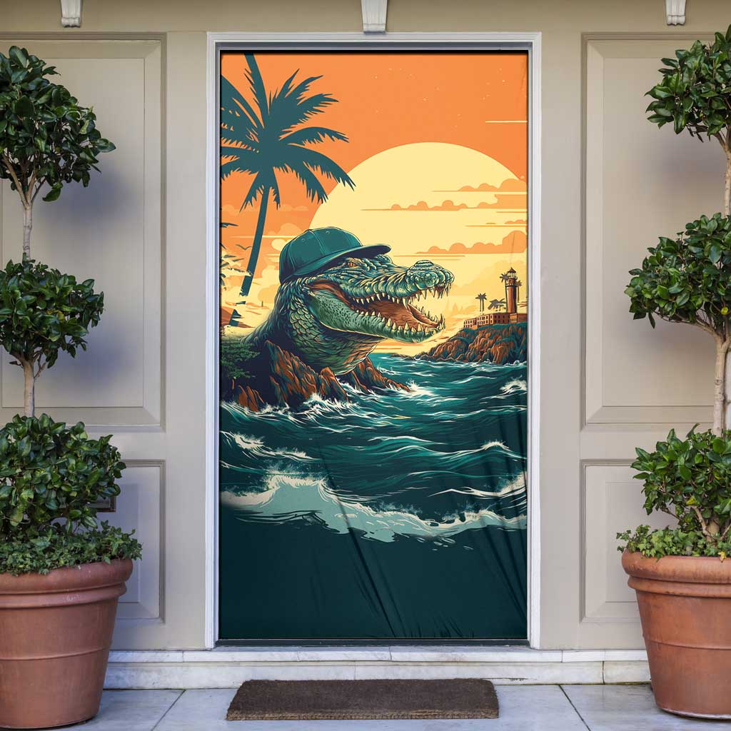 Everglades Alligator Alcatraz Vintage Door Cover - Wonder Print Shop