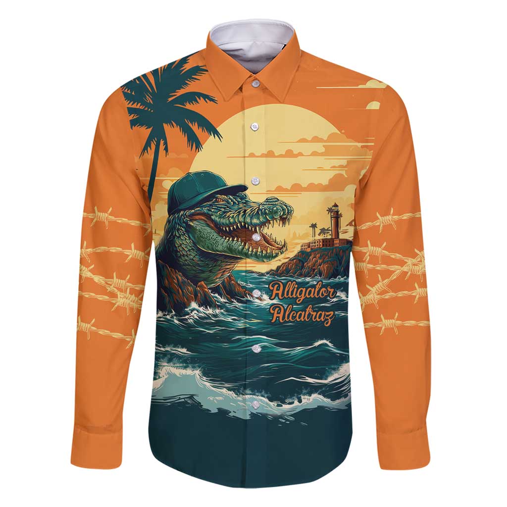 Everglades Alligator Alcatraz Vintage Family Matching Long Sleeve Bodycon Dress and Hawaiian Shirt - Wonder Print Shop