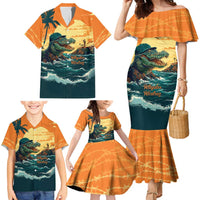 Everglades Alligator Alcatraz Vintage Family Matching Mermaid Dress and Hawaiian Shirt - Wonder Print Shop