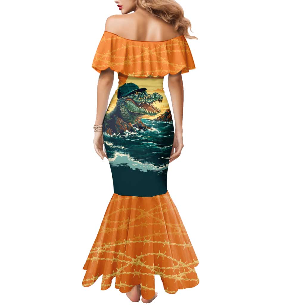 Everglades Alligator Alcatraz Vintage Family Matching Mermaid Dress and Hawaiian Shirt - Wonder Print Shop