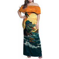 Everglades Alligator Alcatraz Vintage Family Matching Off Shoulder Maxi Dress and Hawaiian Shirt - Wonder Print Shop
