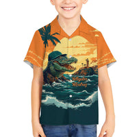 Everglades Alligator Alcatraz Vintage Family Matching Off Shoulder Short Dress and Hawaiian Shirt - Wonder Print Shop