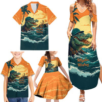 Everglades Alligator Alcatraz Vintage Family Matching Summer Maxi Dress and Hawaiian Shirt - Wonder Print Shop