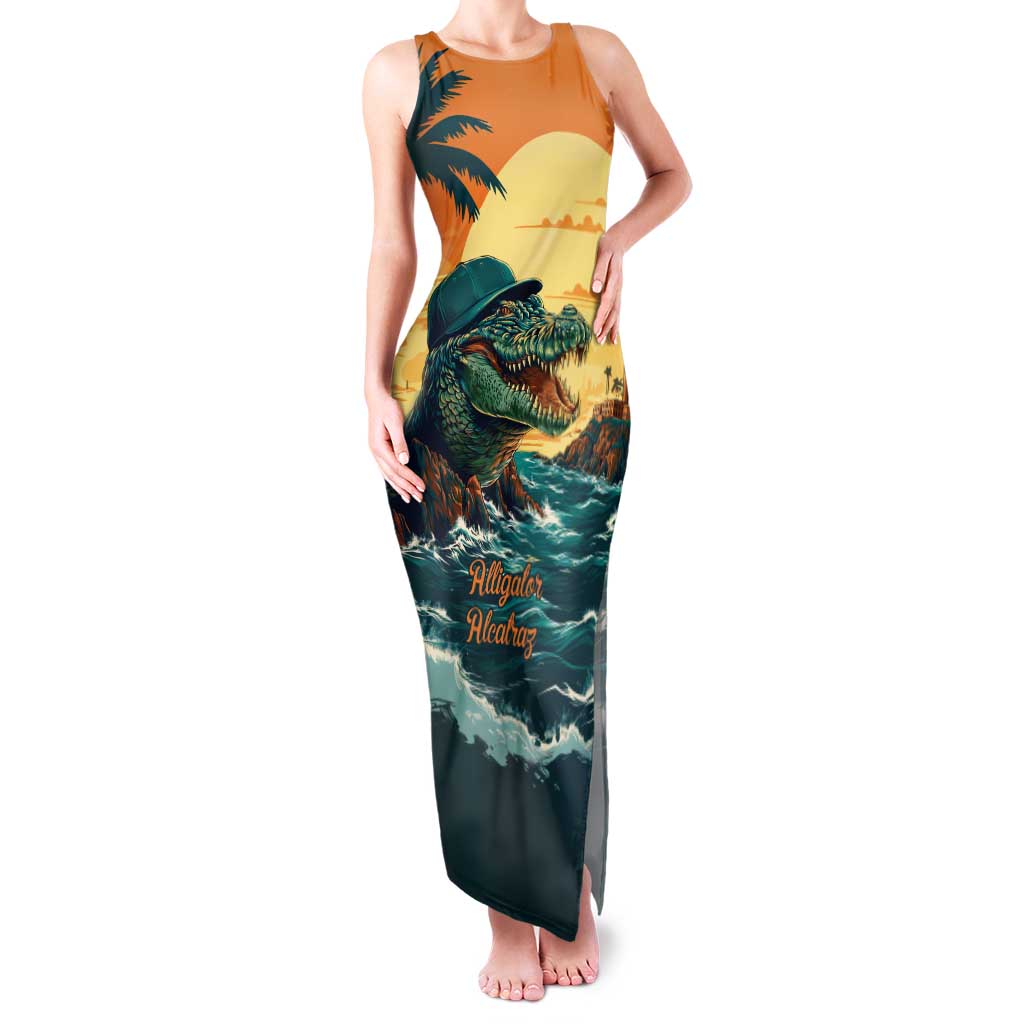 Everglades Alligator Alcatraz Vintage Family Matching Tank Maxi Dress and Hawaiian Shirt - Wonder Print Shop