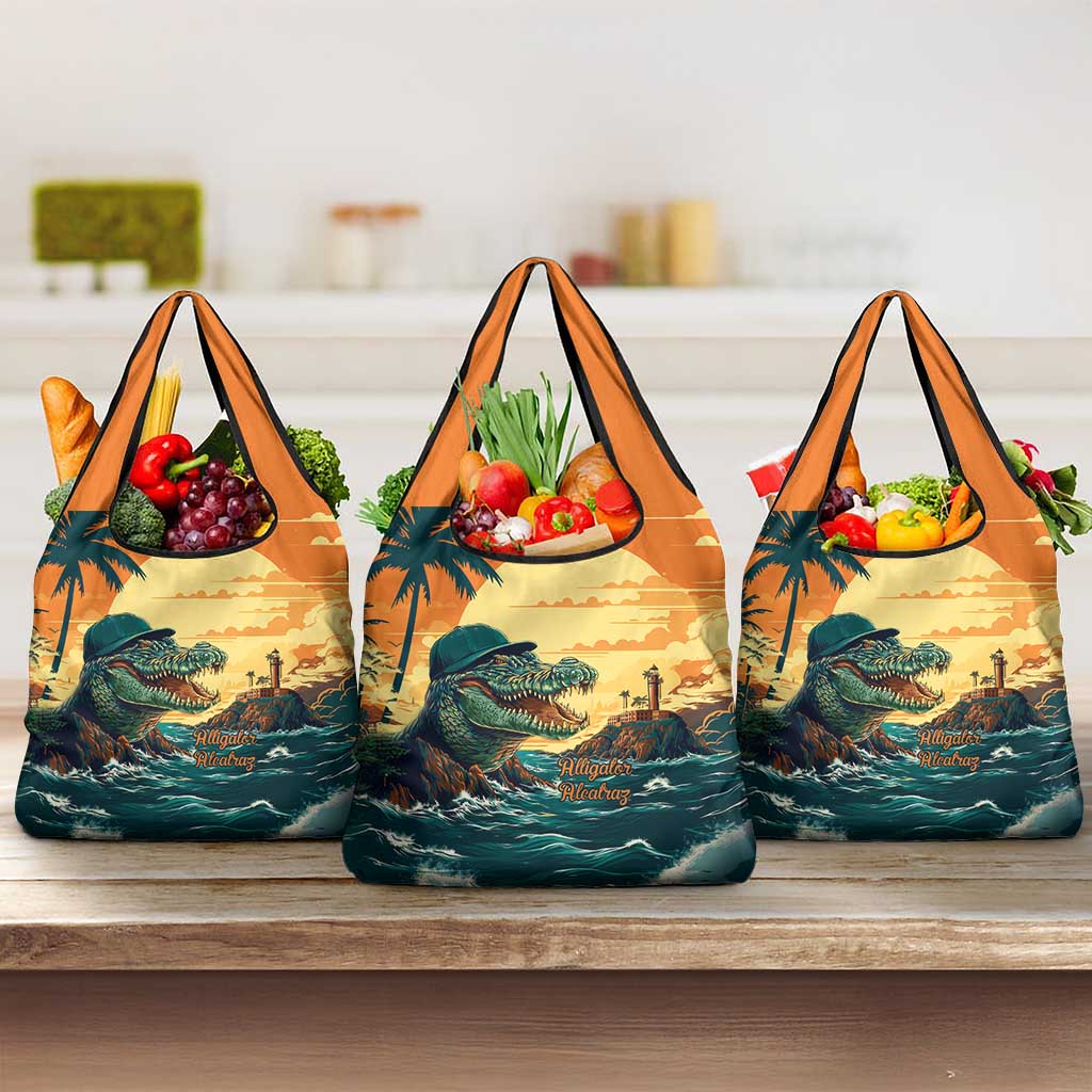 Everglades Alligator Alcatraz Vintage Grocery Bag - Wonder Print Shop