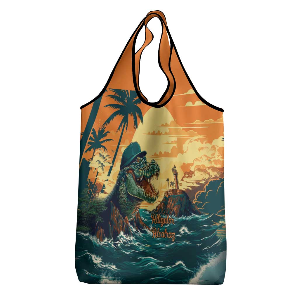 Everglades Alligator Alcatraz Vintage Grocery Bag - Wonder Print Shop