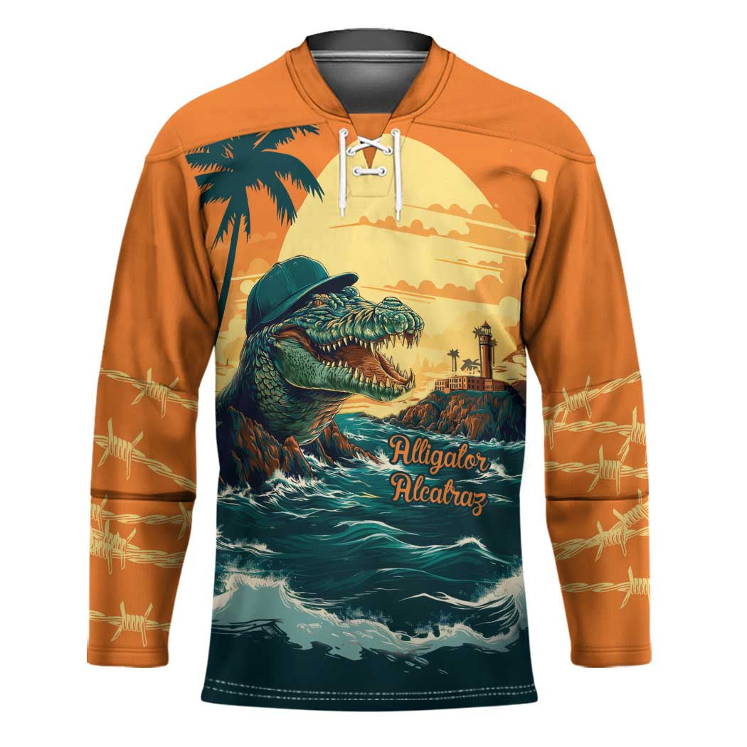 Everglades Alligator Alcatraz Vintage Hockey Jersey - Wonder Print Shop