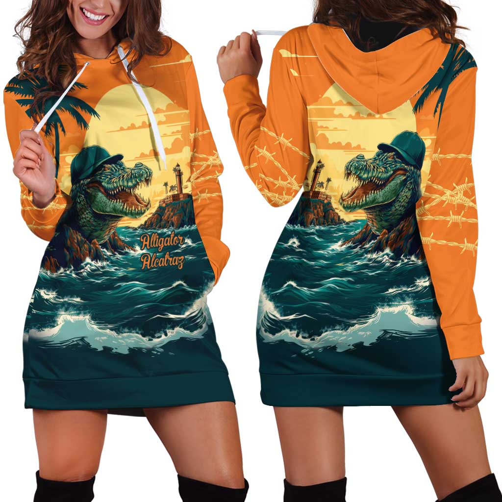 Everglades Alligator Alcatraz Vintage Hoodie Dress - Wonder Print Shop