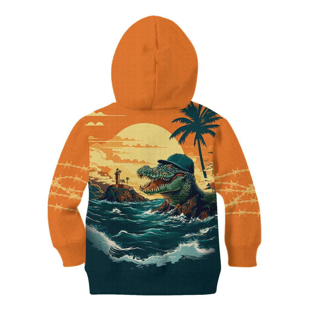 Everglades Alligator Alcatraz Vintage Kid Hoodie - Wonder Print Shop