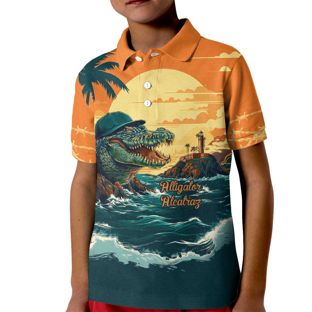 Everglades Alligator Alcatraz Vintage Kid Polo Shirt - Wonder Print Shop