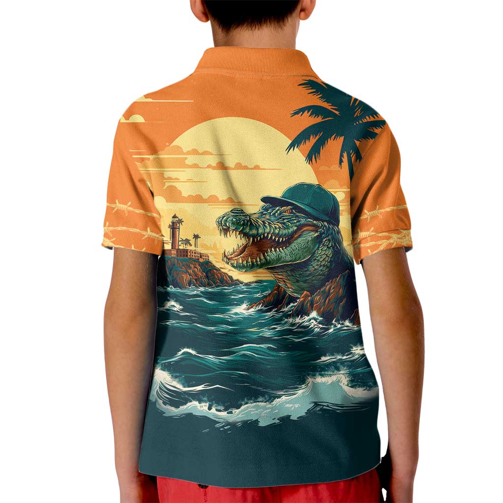 Everglades Alligator Alcatraz Vintage Kid Polo Shirt - Wonder Print Shop