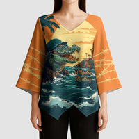 Everglades Alligator Alcatraz Vintage Kimono Sleeve Blouse - Wonder Print Shop