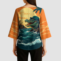 Everglades Alligator Alcatraz Vintage Kimono Sleeve Blouse - Wonder Print Shop