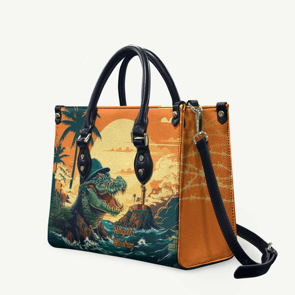 Everglades Alligator Alcatraz Vintage Leather Bag - Wonder Print Shop