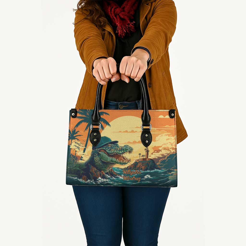 Everglades Alligator Alcatraz Vintage Leather Bag - Wonder Print Shop