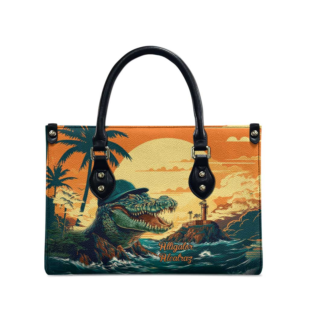 Everglades Alligator Alcatraz Vintage Leather Bag - Wonder Print Shop