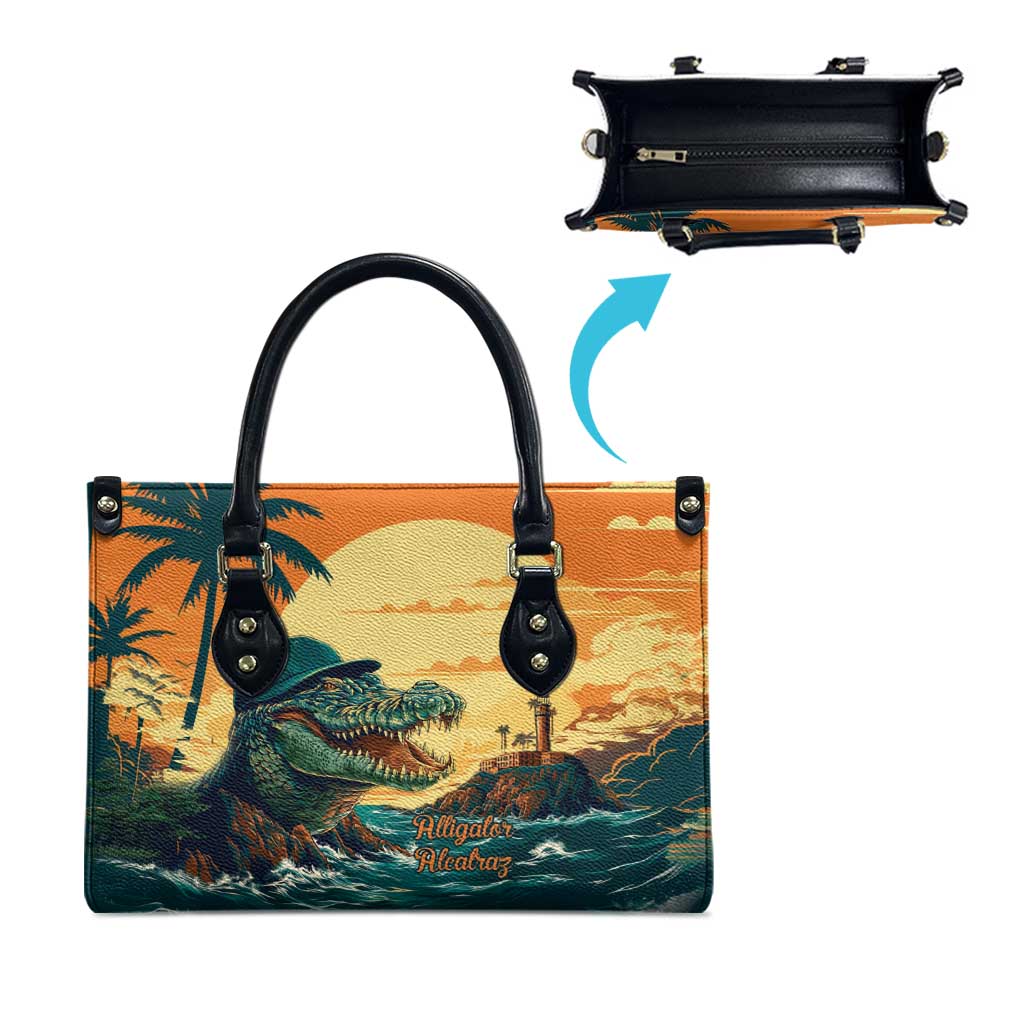 Everglades Alligator Alcatraz Vintage Leather Bag - Wonder Print Shop