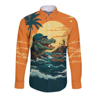Everglades Alligator Alcatraz Vintage Long Sleeve Button Shirt - Wonder Print Shop