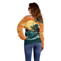 Everglades Alligator Alcatraz Vintage Off Shoulder Sweater - Wonder Print Shop