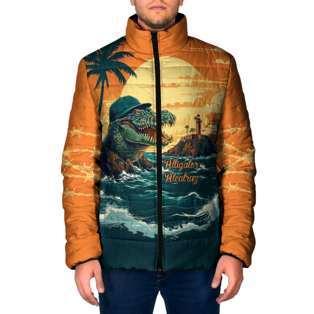 Everglades Alligator Alcatraz Vintage Padded Jacket - Wonder Print Shop