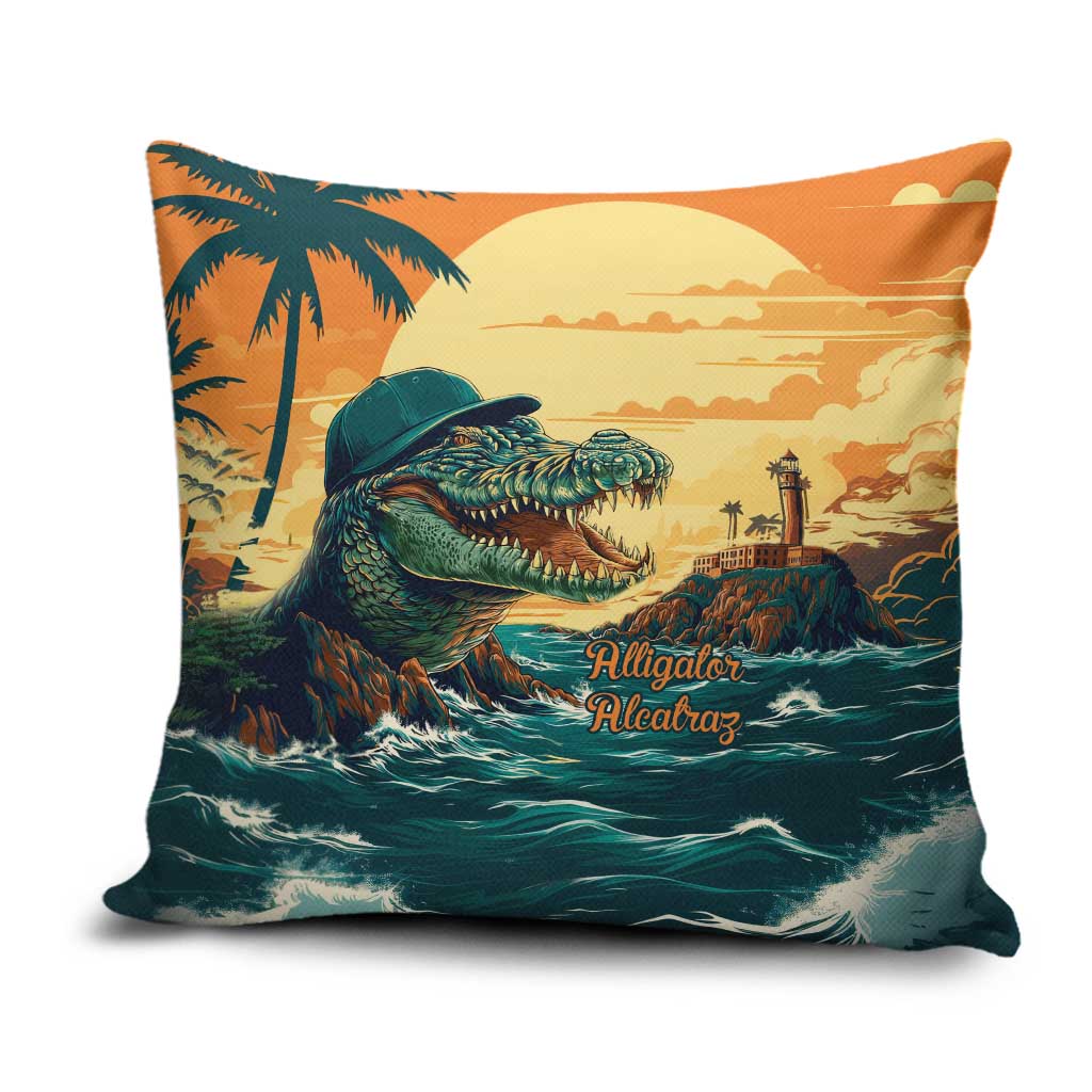 Everglades Alligator Alcatraz Vintage Pillow Cover - Wonder Print Shop