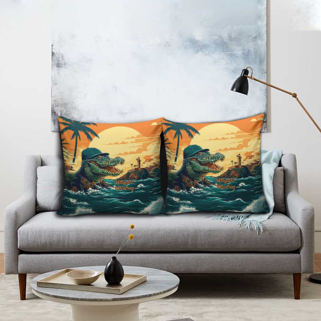 Everglades Alligator Alcatraz Vintage Pillow Cover - Wonder Print Shop