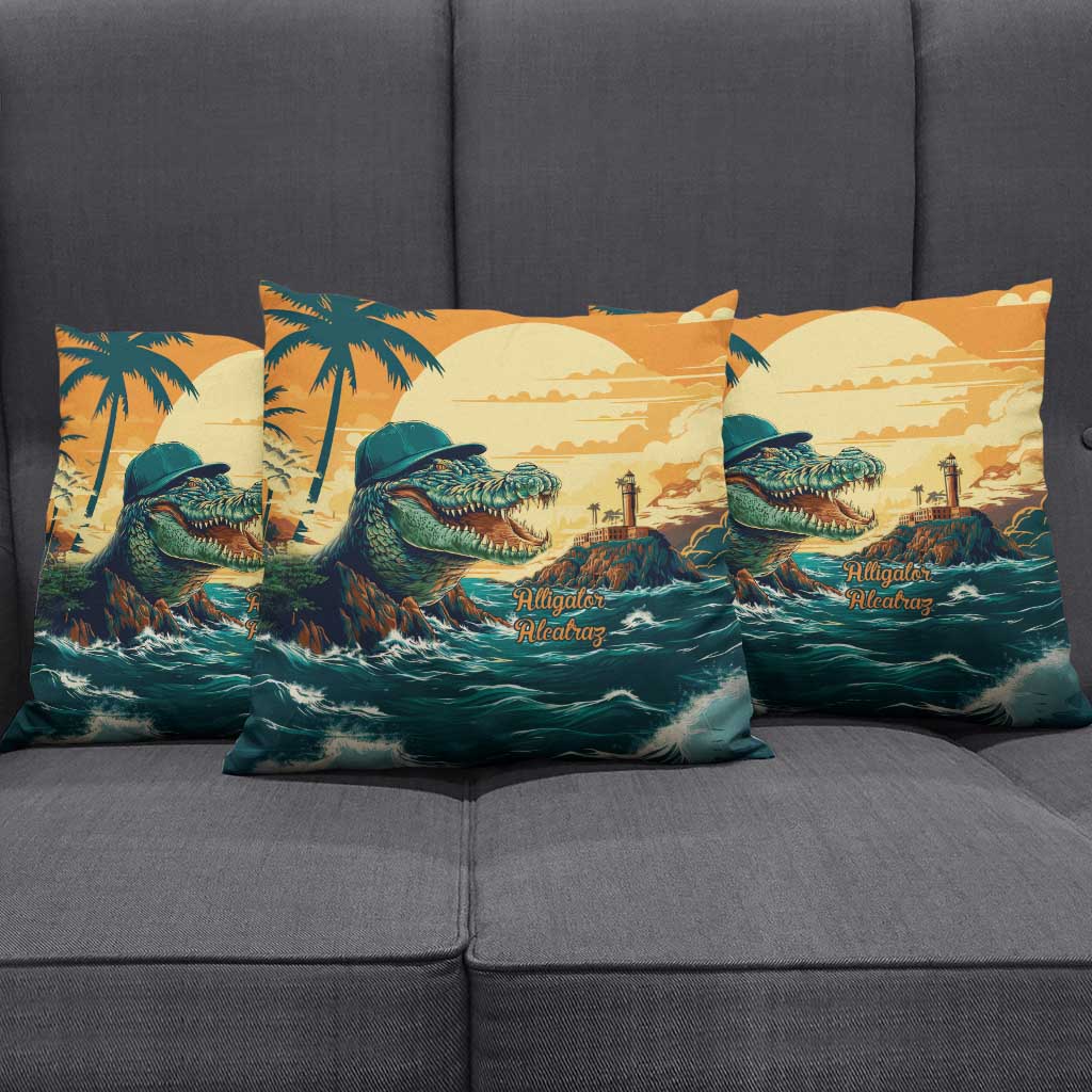 Everglades Alligator Alcatraz Vintage Pillow Cover - Wonder Print Shop