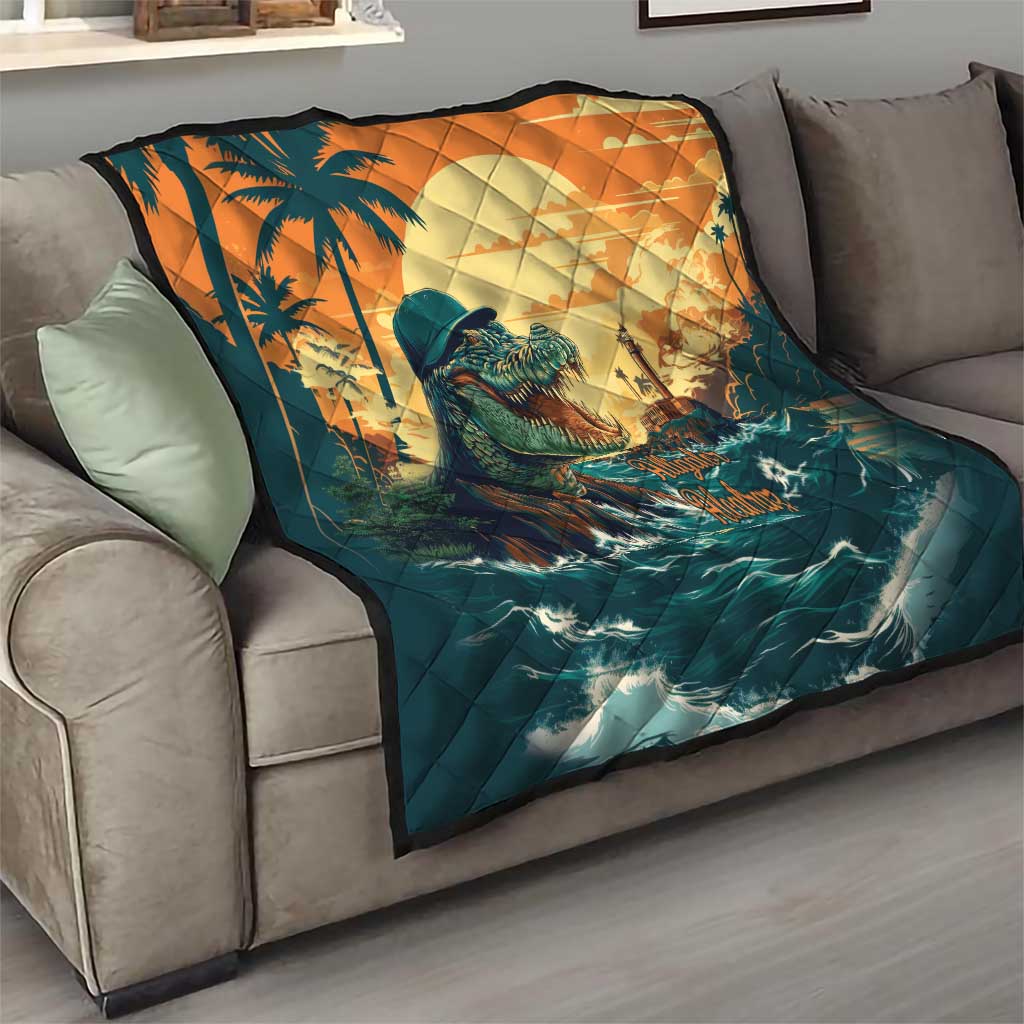 Everglades Alligator Alcatraz Vintage Quilt - Wonder Print Shop