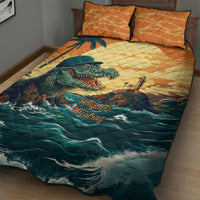 Everglades Alligator Alcatraz Vintage Quilt Bed Set - Wonder Print Shop