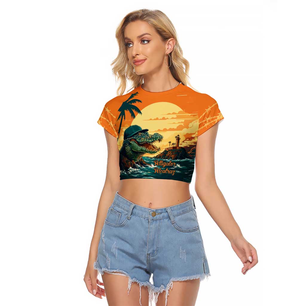 Everglades Alligator Alcatraz Vintage Raglan Cropped T Shirt - Wonder Print Shop