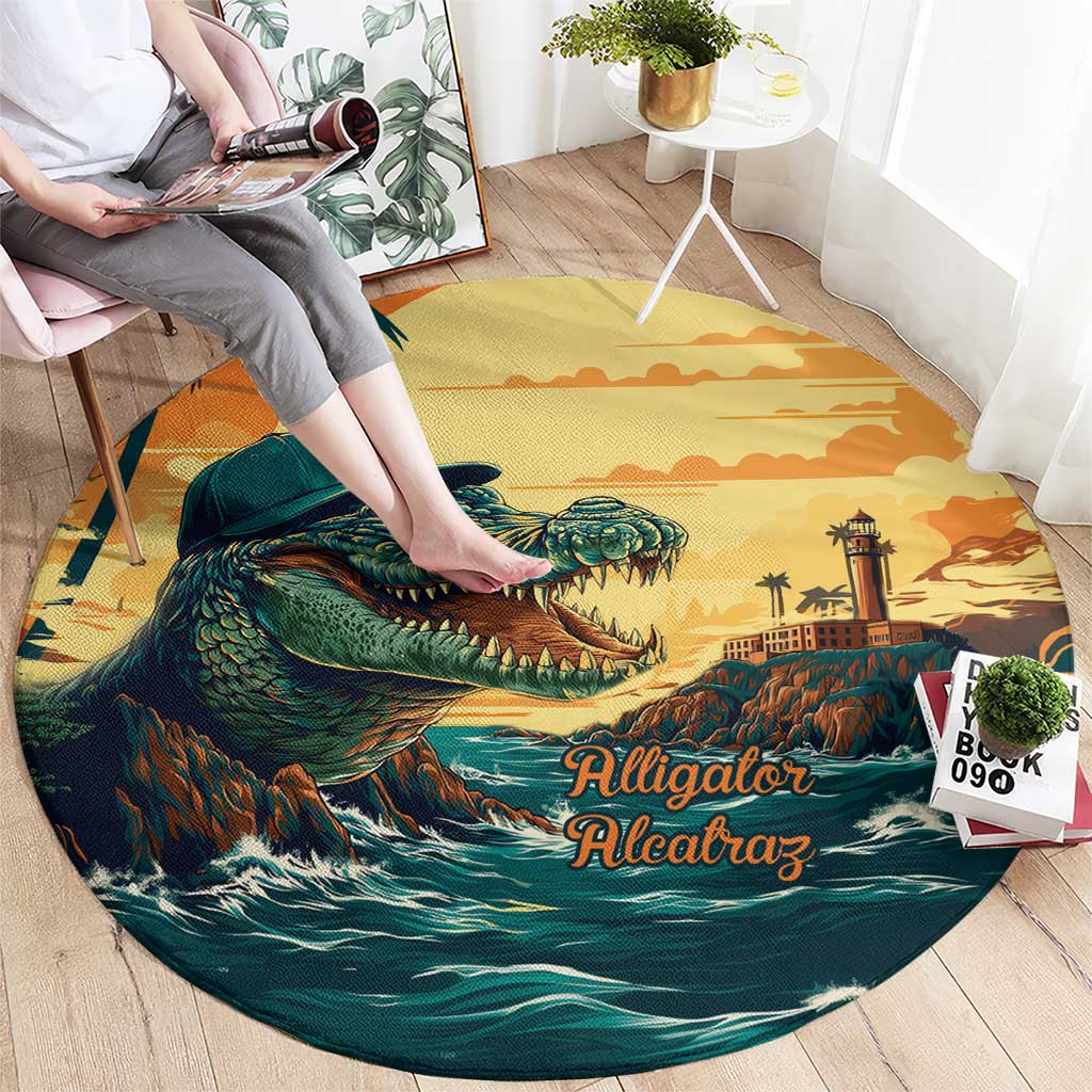 Everglades Alligator Alcatraz Vintage Round Carpet - Wonder Print Shop