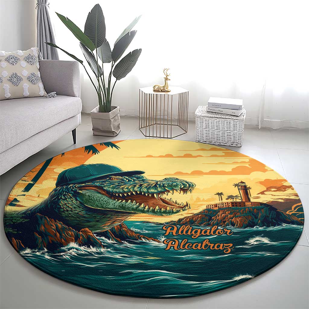 Everglades Alligator Alcatraz Vintage Round Carpet - Wonder Print Shop
